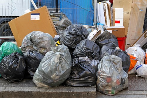 Construction site in Richmond Upon Thames showing waste clearance equipment